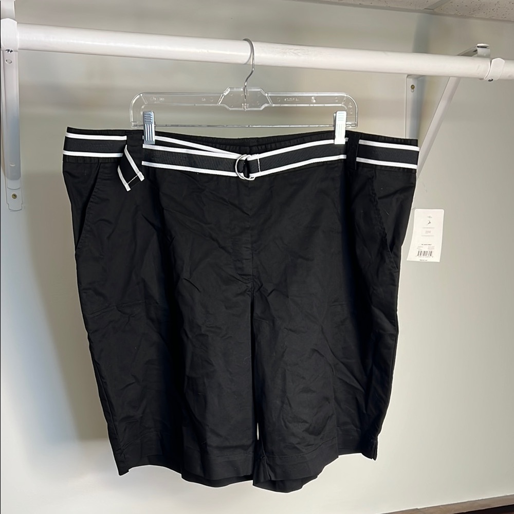 NWT White Stag Black Bermuda Shorts‎ with Belt- 22W